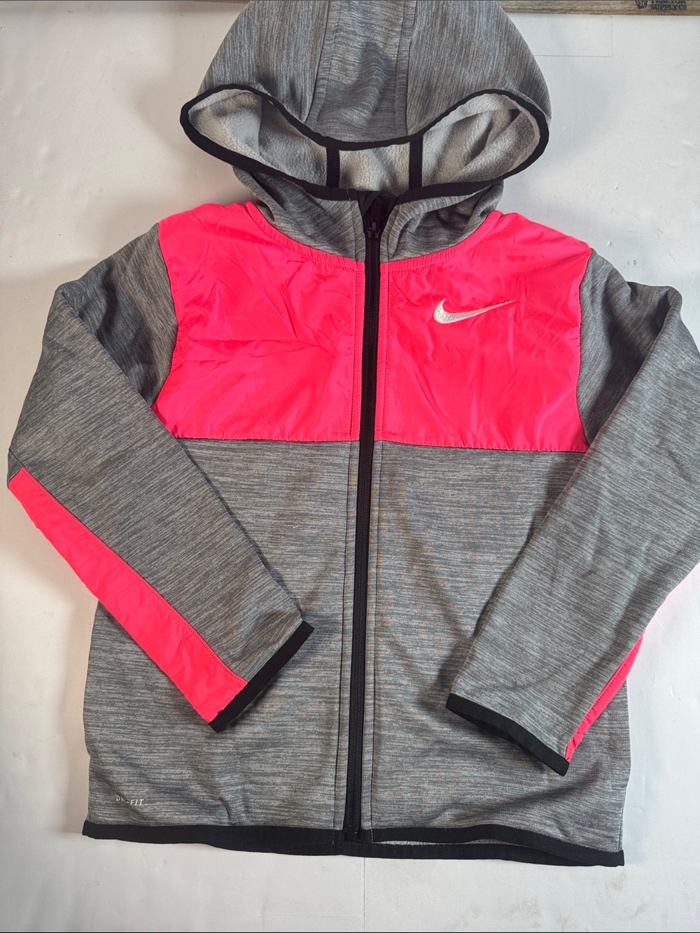 Nike Kids Gray and Hot Pink Hooded Zip Jacket